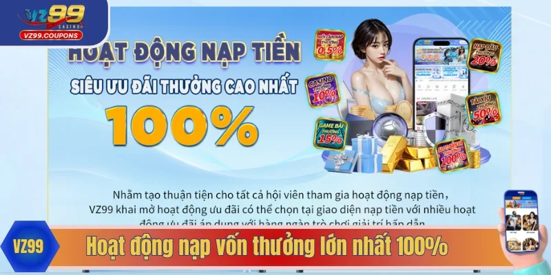 Đừng bỏ lỡ cơ hội nhận 100% lần đầu nạp tiền